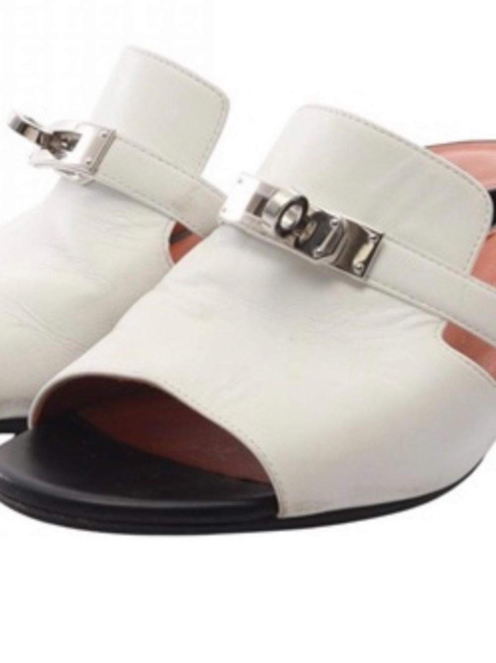 Hermes White Candy Mule with Silver Hardware